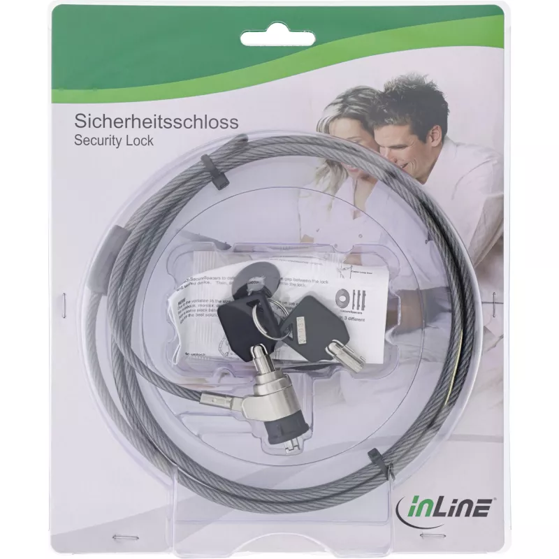 InLine bezpečnostný zámok na notebook s kľúčom 4,4mm x 2m