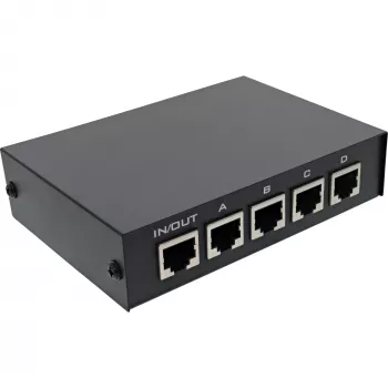 InLine RJ45 prepínač manuálny 1 na 4, 5x RJ45 konektor samica Fast Ethernet