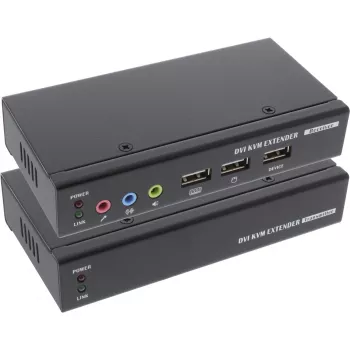 InLine DVI USB KVM extender cez TP kábel s audiom do 50 m