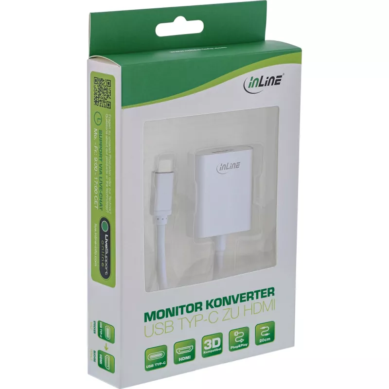 InLine USB display konvertor, USB-C konektor samec na HDMI konektor samica (DP Alt Mode) 4K/60Hz