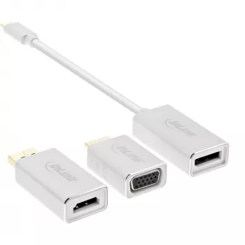 InLine USB display konvertor sada 6-in-1, 4K/60Hz strieborná