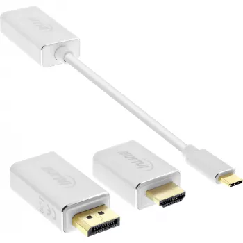 InLine USB display konvertor sada 6-in-1, 4K/60Hz strieborná
