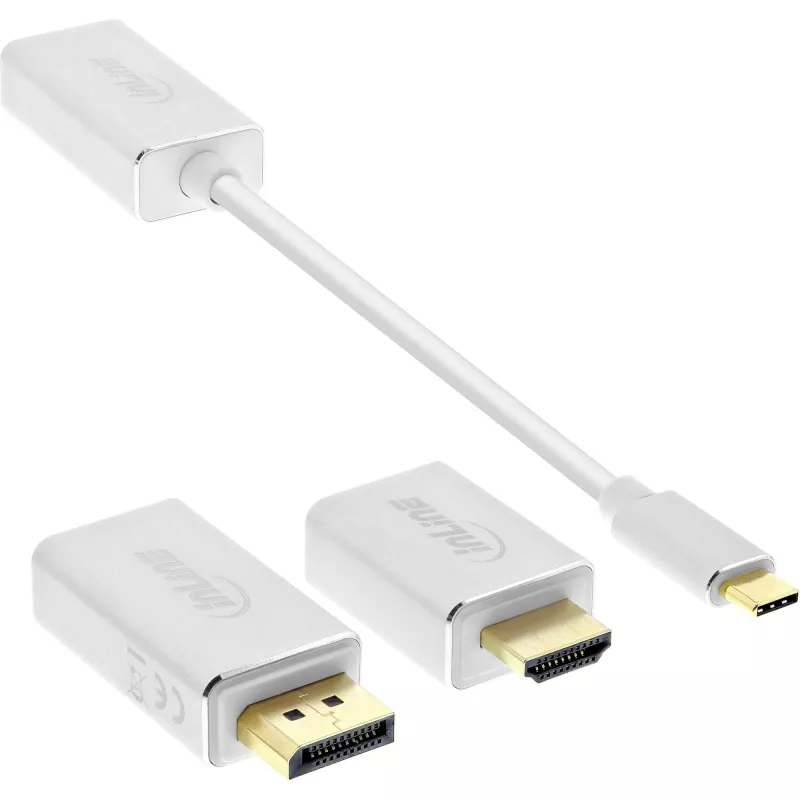 InLine USB display konvertor sada 6-in-1, 4K/60Hz strieborná
