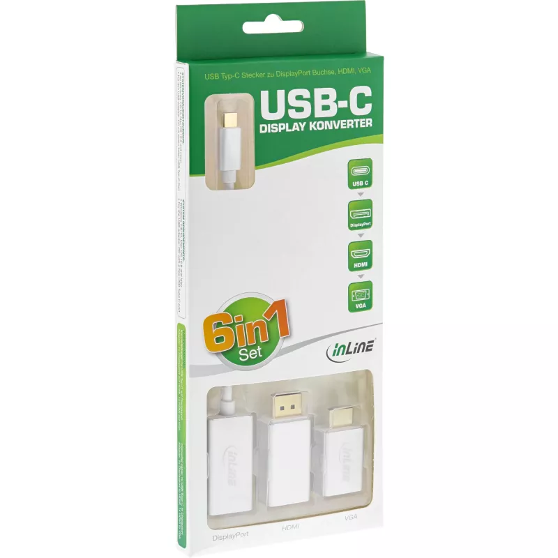 InLine USB display konvertor sada 6-in-1, 4K/60Hz strieborná