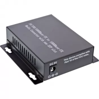 InLine sieťový media konvertor 10/100/1000 Mb/s TP na SFP FO, SM, 20 km