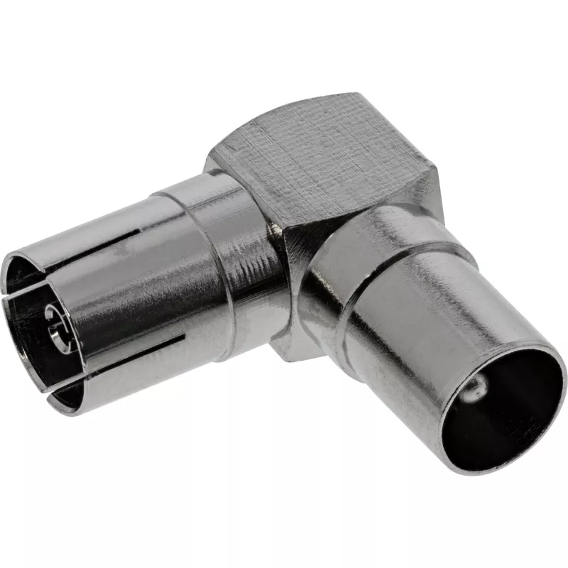 InLine anténny koaxiálny adapter IEC konektor samec na konektor samica zahnutý kov 69915M