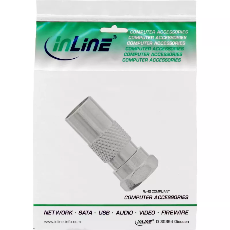 InLine koaxiálny adapter F konektor samec SAT na IEC konektor samec anténa
