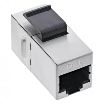 InLine RJ45 modul konektor samica-na-samicu SNAP-In Cat.6 STP, čierna/strieborná