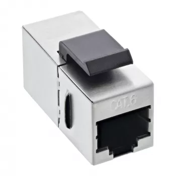 InLine RJ45 modul konektor samica-na-samicu SNAP-In Cat.6 STP, čierna/strieborná