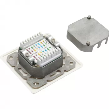 InLine Cat.6 zásuvka 2x RJ45 konektor samica RAL9010 biela horizontálna