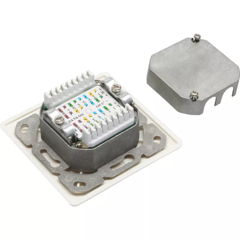 InLine Cat.6 zásuvka 2x RJ45 konektor samica RAL9010 biela horizontálna