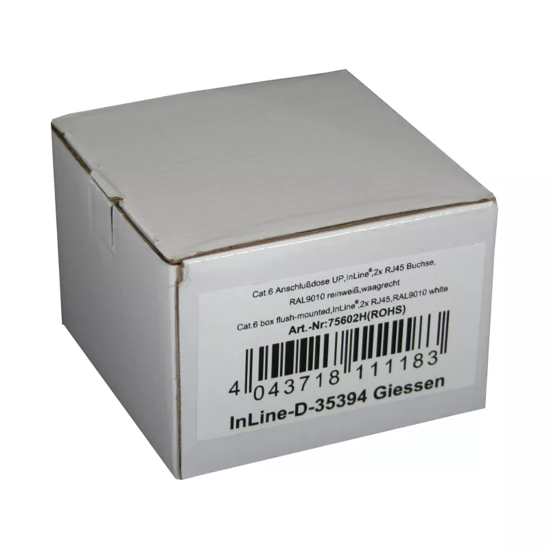 InLine Cat.6 zásuvka 2x RJ45 konektor samica RAL9010 biela horizontálna
