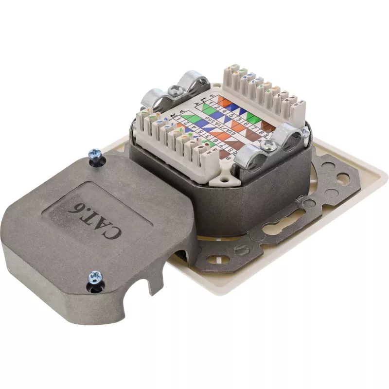 InLine 75602K nástenná zásuvka, nadomietková alebo podomietková montáž, 2x RJ45 vertikálna