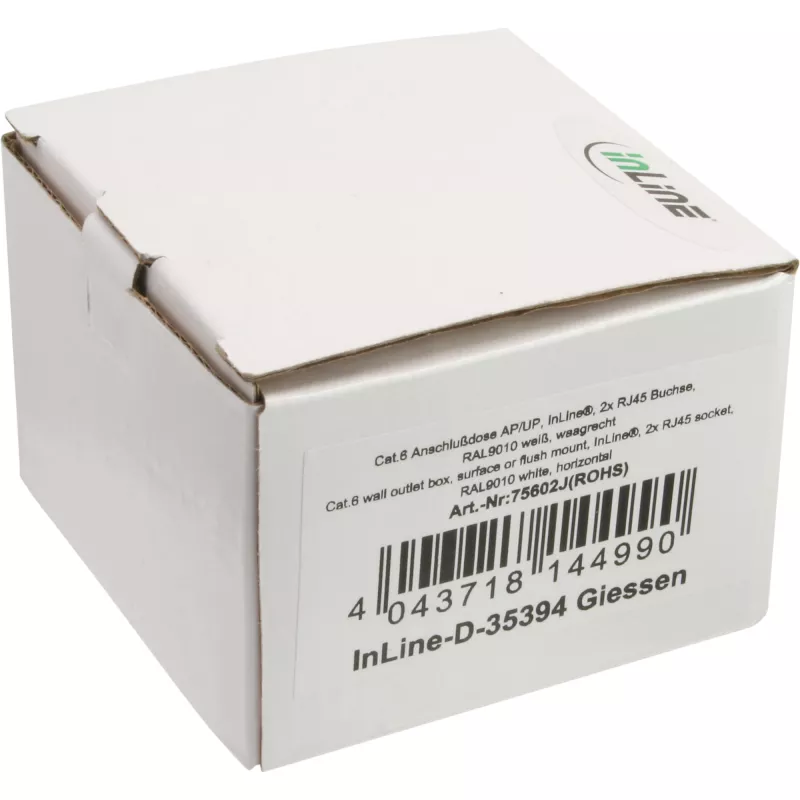 InLine 75602K nástenná zásuvka, nadomietková alebo podomietková montáž, 2x RJ45 vertikálna