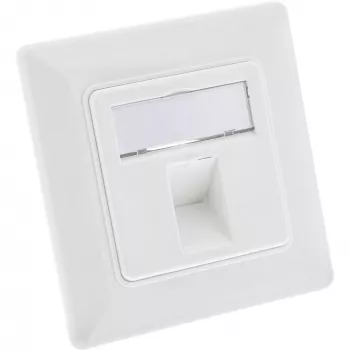 InLine rámiková sada pre 1x RJ45 samica/LSA vložku, Keystone SNAP-In, biela RAL9010
