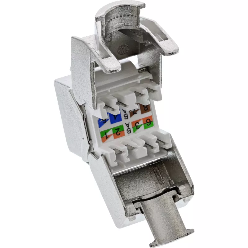 InLine RJ45 Keystone Jack Snap-In modul Cat.8.1 plochý kovový 1 ks