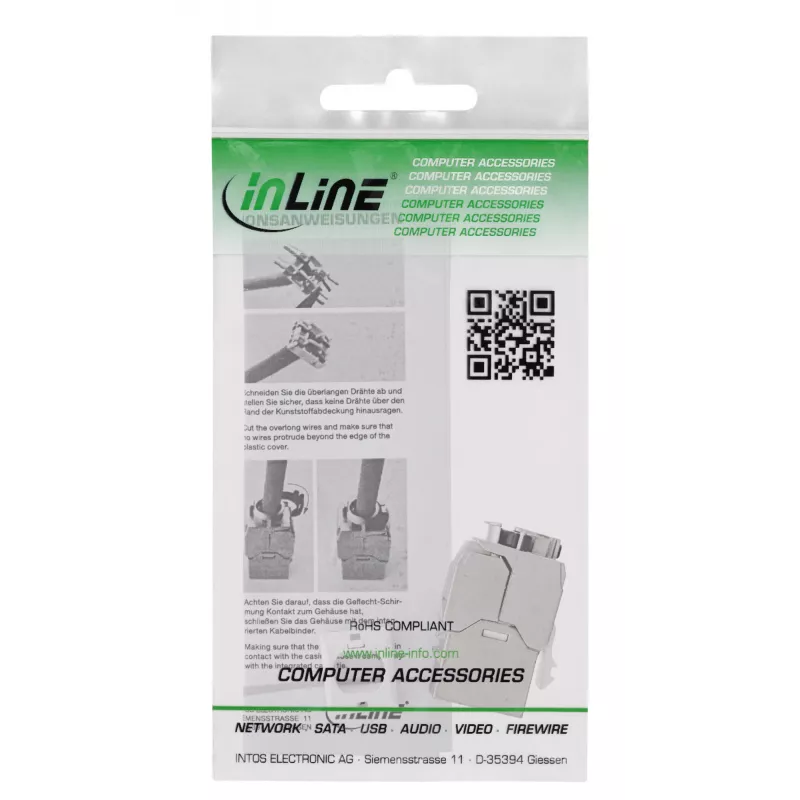 InLine Keystone RJ45 Jack úzky, SNAP-In, Cat.6A, integrovaná káblová spona