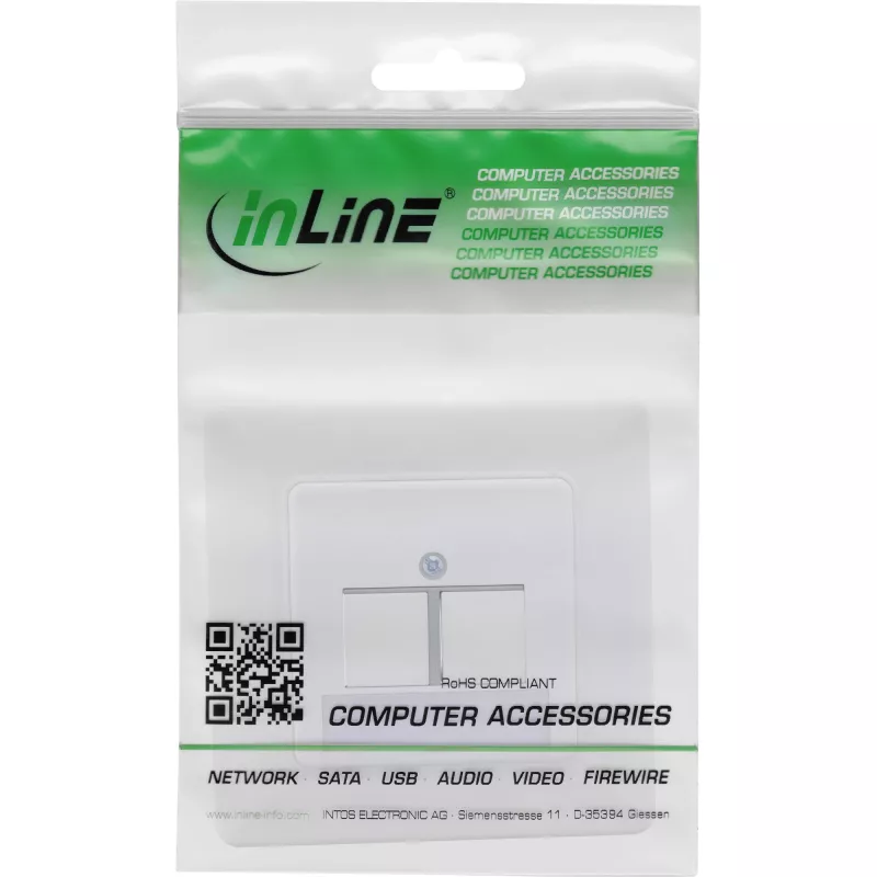 InLine rámiková sada pre 2x RJ45 Keystone SNAP-In 90°, biela RAL9010