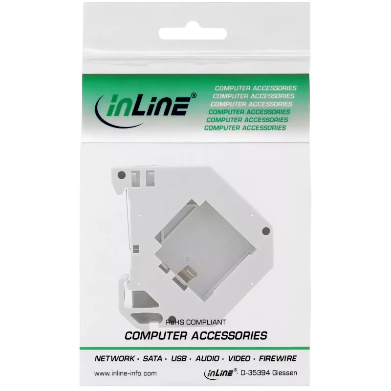 InLine Keystone držiak pre lištu DIN, 1 port, svetlosivý