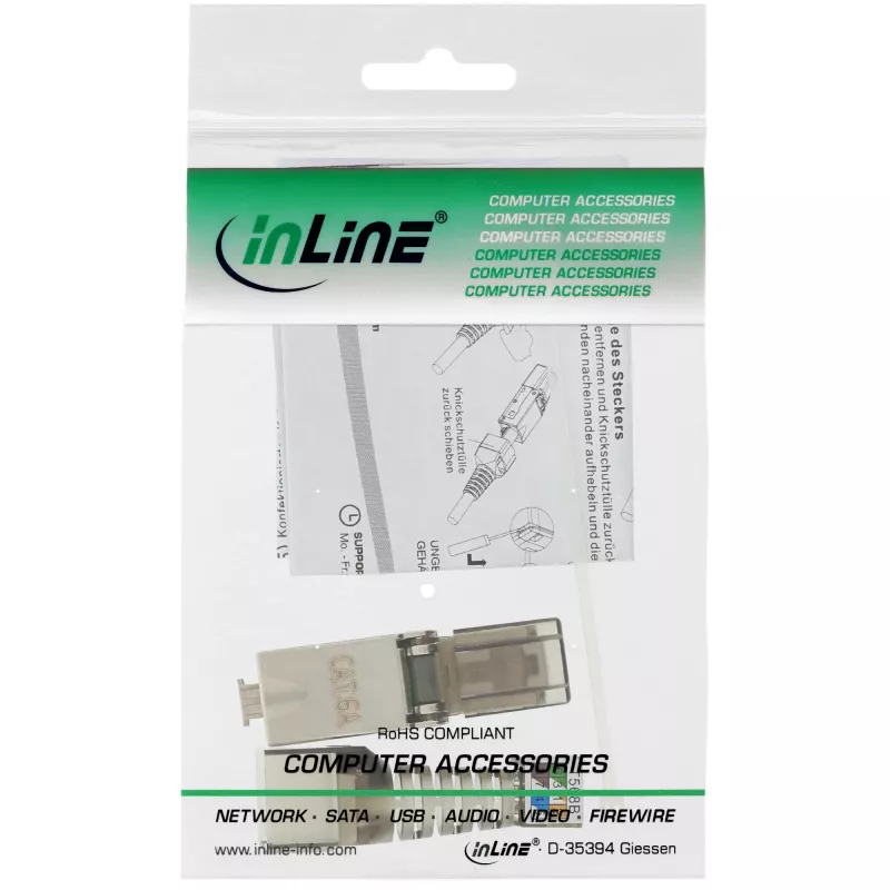 InLine RJ45 konektor samec Cat.6A 500MHz na montáž v teréne tienený 76204A