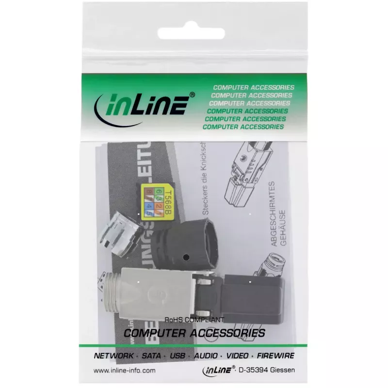 InLine RJ45 konektor samec Cat.6A 500MHz, na montáž v teréne, tienený, so skrutkovacím krytom