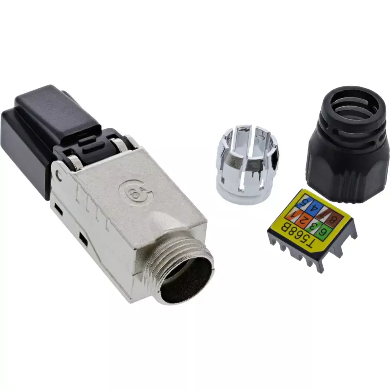InLine RJ45 konektor samec Cat.6A 500MHz, na montáž v teréne, tienený, so skrutkovacím krytom