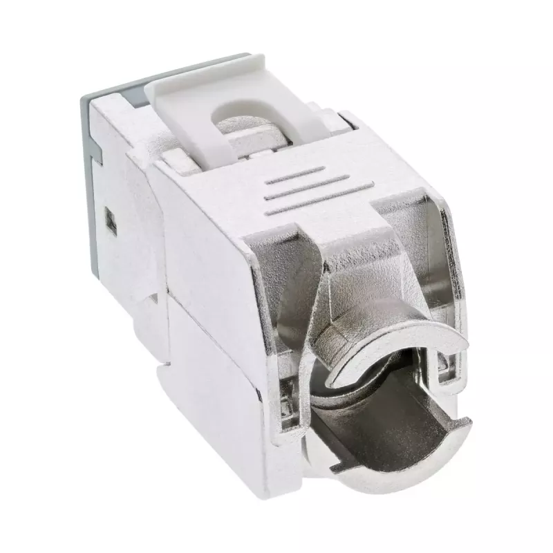 InLine Keystone RJ45 konektor samica, tienený, Cat.6A, sivý, balenie 8 ks