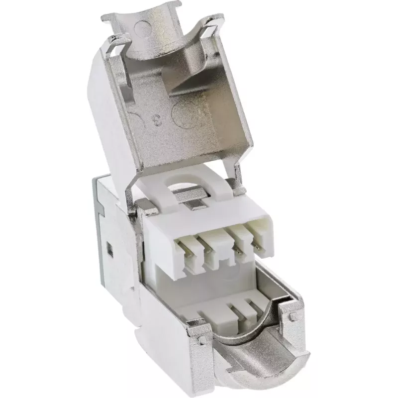 InLine Keystone RJ45 konektor samica, tienený, Cat.6A, sivý, balenie 8 ks
