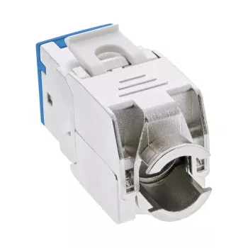InLine Keystone RJ45 konektor samica, tienený, Cat.6A, modrá, balenie 8 ks