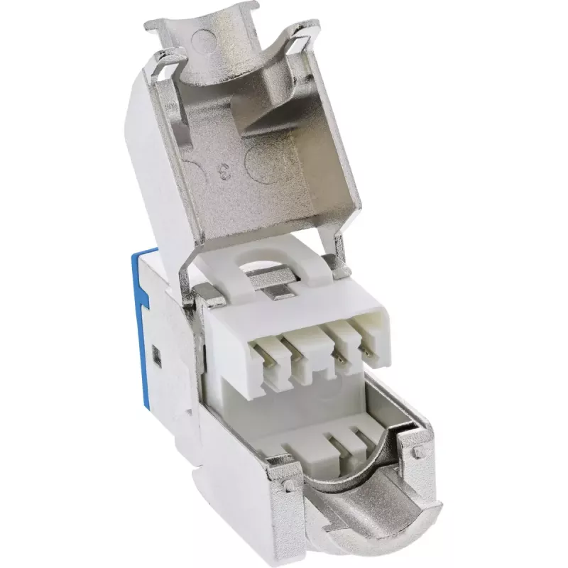 InLine Keystone RJ45 konektor samica, tienený, Cat.6A, modrý, balenie 8 ks