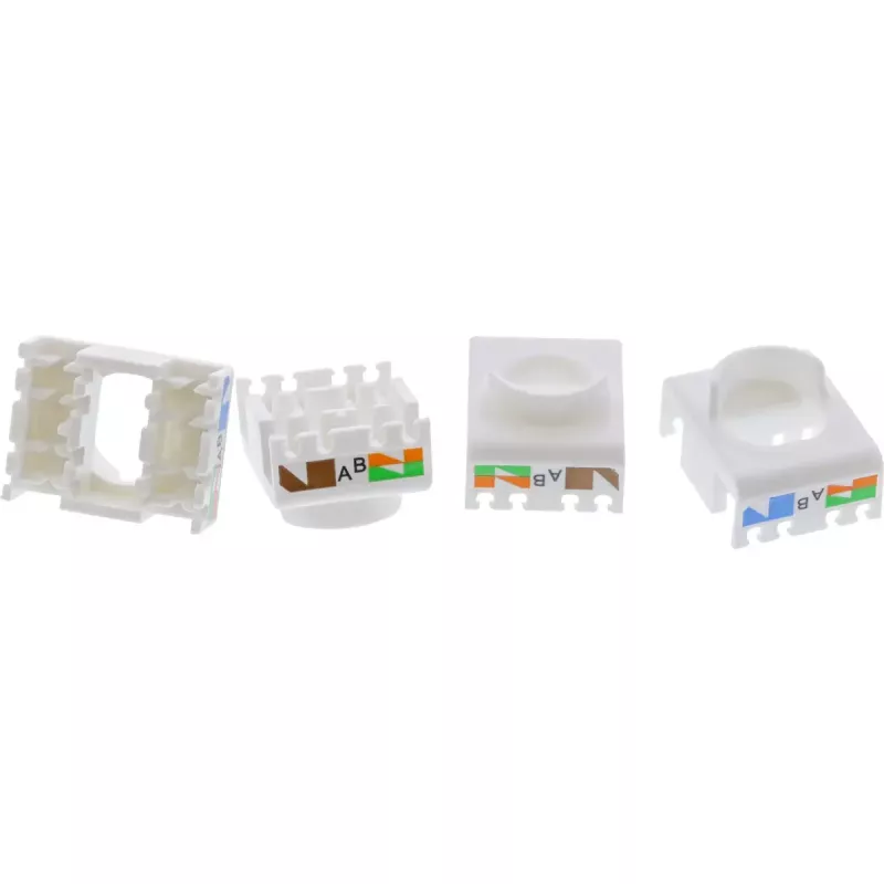 InLine Keystone RJ45 konektor samica, tienený, Cat.6A, modrý, balenie 8 ks