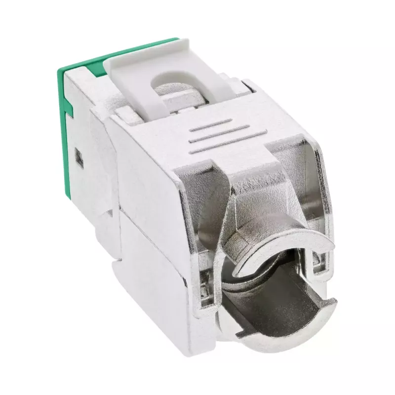 InLine Keystone RJ45 konektor samica, tienený, Cat.6A, zelený, balenie 8 ks
