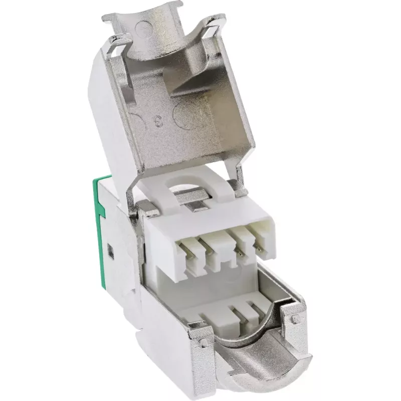 InLine Keystone RJ45 konektor samica, tienený, Cat.6A, zelený, balenie 8 ks
