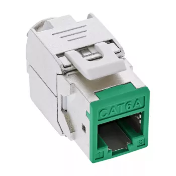 InLine Keystone RJ45 konektor samica, tienený, Cat.6A, zelený, balenie 8 ks
