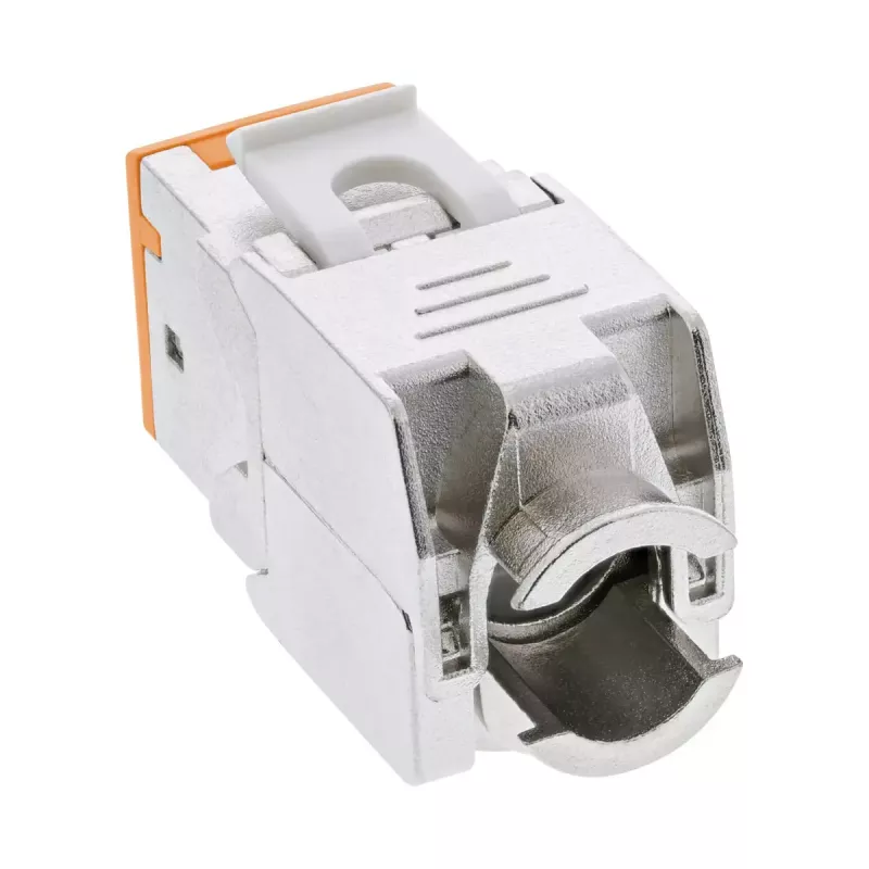 InLine Keystone RJ45 konektor samica, tienený, Cat.6A, oranžový, balenie 8 ks