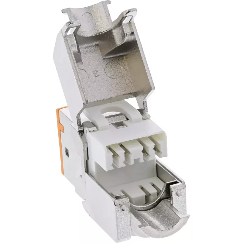 InLine Keystone RJ45 konektor samica, tienený, Cat.6A, oranžový, balenie 8 ks