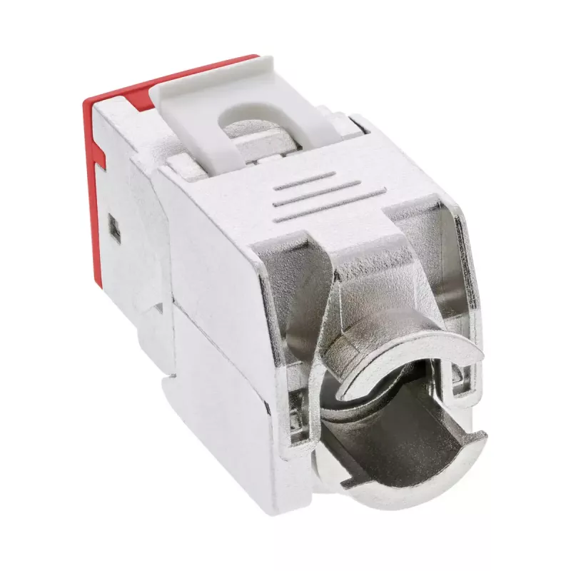 InLine Keystone RJ45 konektor samica, tienený, Cat.6A, červený, balenie 8 ks