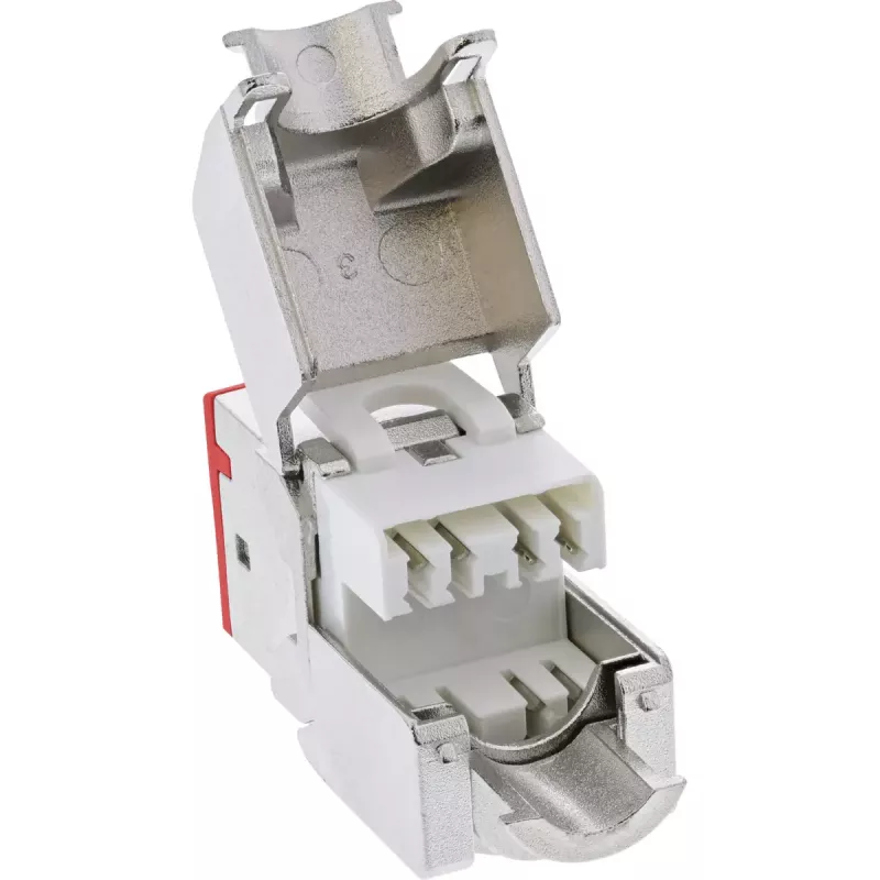 InLine Keystone RJ45 konektor samica, tienený, Cat.6A, červený, balenie 8 ks