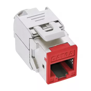 InLine Keystone RJ45 konektor samica, tienený, Cat.6A, červená, balenie 8 ks