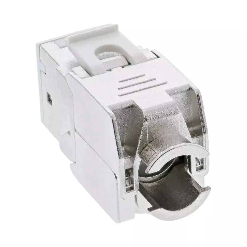 InLine Keystone RJ45 konektor samica, tienený, Cat.6A, biely, balenie 8 ks