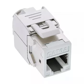 InLine Keystone RJ45 konektor samica, tienený, Cat.6A, biela, balenie 8 ks