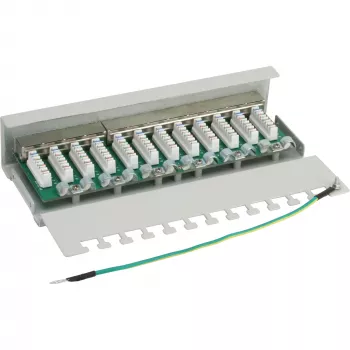 InLine Patch Panel Cat.6 12 portov na stôl/montáž na stenu svetlosivý RAL7035