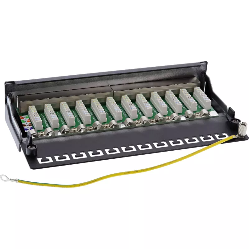 InLine Patch Panel Cat.6 12 portov na stôl/montáž na stenu čierny RAL9005