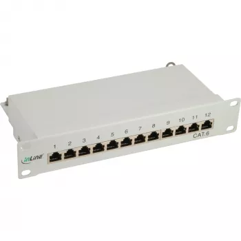 InLine 10 palcový Cat.6 Patch Panel 12 portov 1U svetlosivý RAL7035