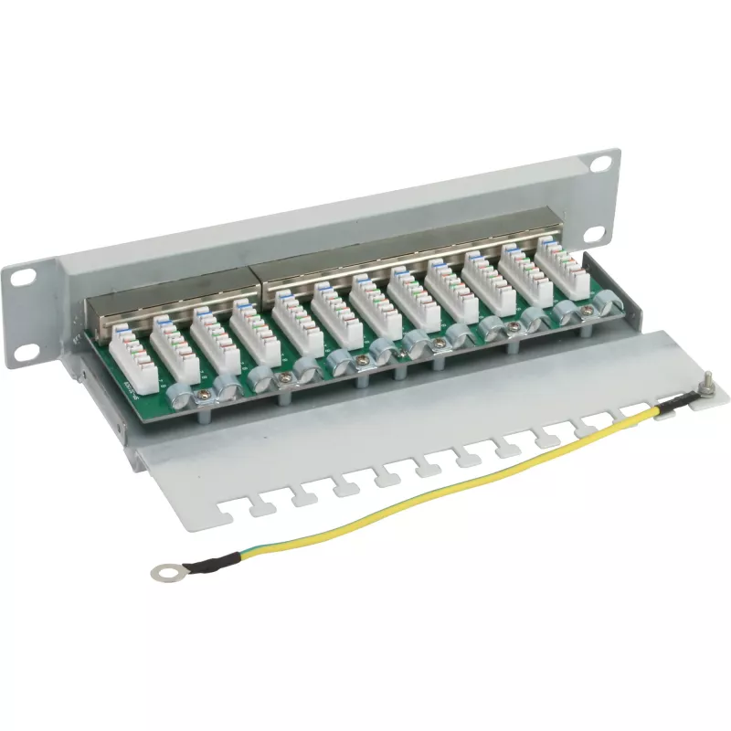 InLine 10 palcový Cat.6 Patch Panel 12 portov 1U svetlosivý RAL7035