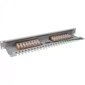 InLine Patch Panel Cat.6 16 portov 19 palcov 1HE svetlosivý RAL7035