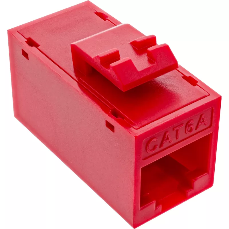 InLine Keystone RJ45 konektor samica, netienený, Cat.6A, balenie 8 ks, červený