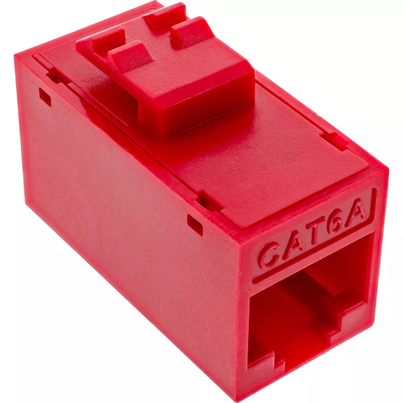 InLine Keystone RJ45 konektor samica, netienený, Cat.6A, balenie 8 ks, červený