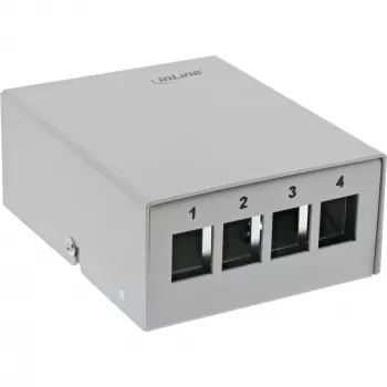 InLine Desktop konsolidačný bod box 4x Keystone RJ45, kov, RAL7035