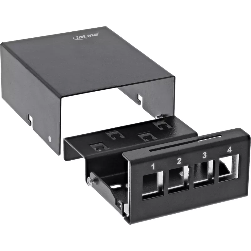 InLine Desktop konsolidačný bod box 4x Keystone RJ45, kov, čierny RAL9005